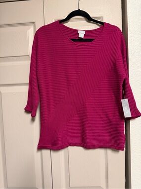 Chico's Fuchsia Ribbed Knit Top